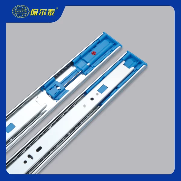 45 毫米三折双弹簧软闭合可调式抽屉滑轨制造商