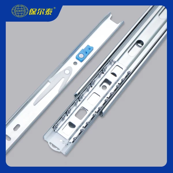 45 毫米三折双弹簧软闭合可调式抽屉滑轨制造商