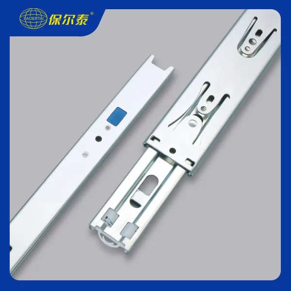 45 毫米三折双弹簧软闭合可调式抽屉滑轨制造商